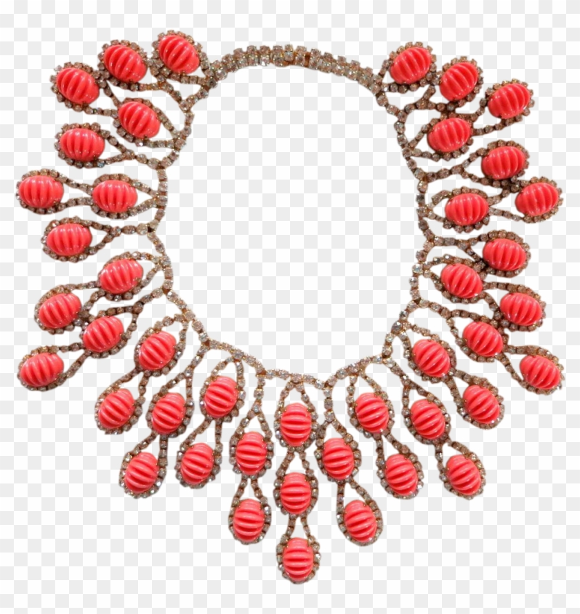 Mimi Di Niscemi Costume Jewelry Faux Carved Coral Cabochon - Needlework #604431