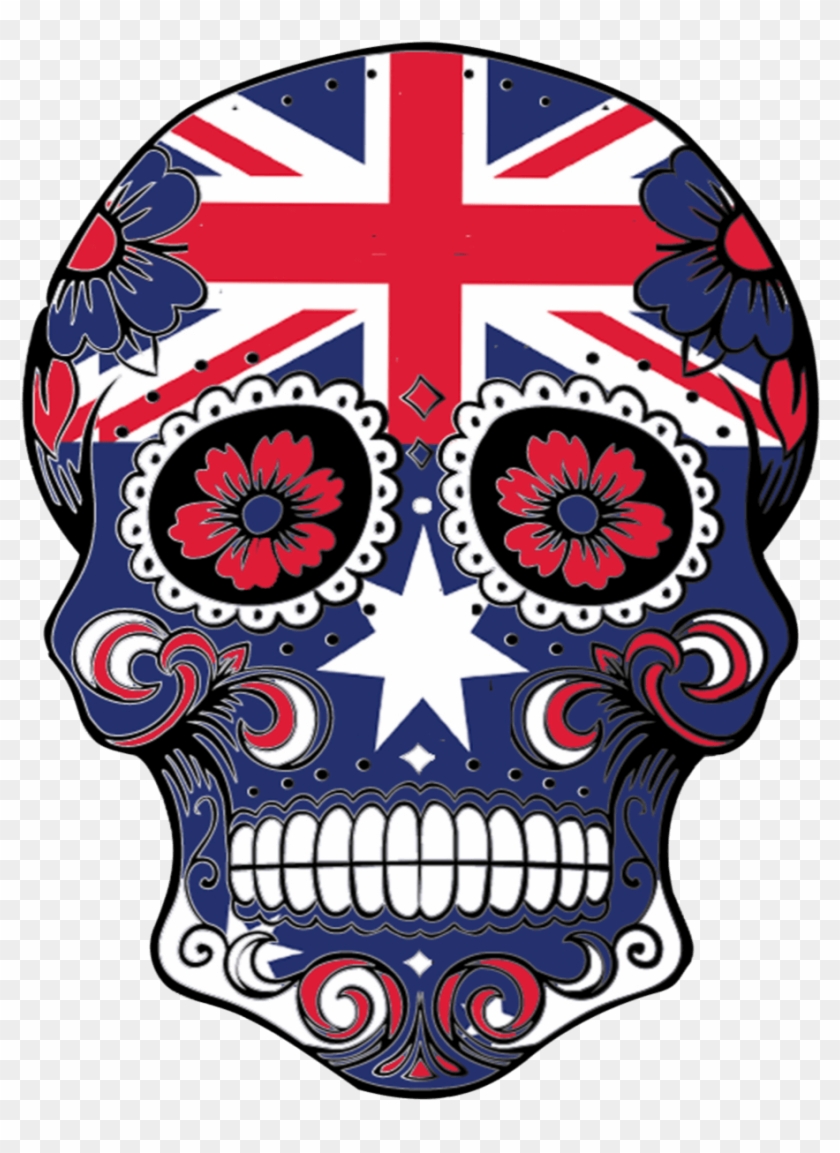 From The Land Down Under Comes Our Sugar Skull And - Australian Flag With Name #604474