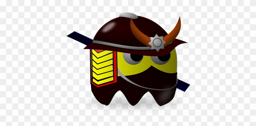 Samurai Japanese Pacman Pac-man Cartoon Sa - Pacman Pixabay Logo #605161