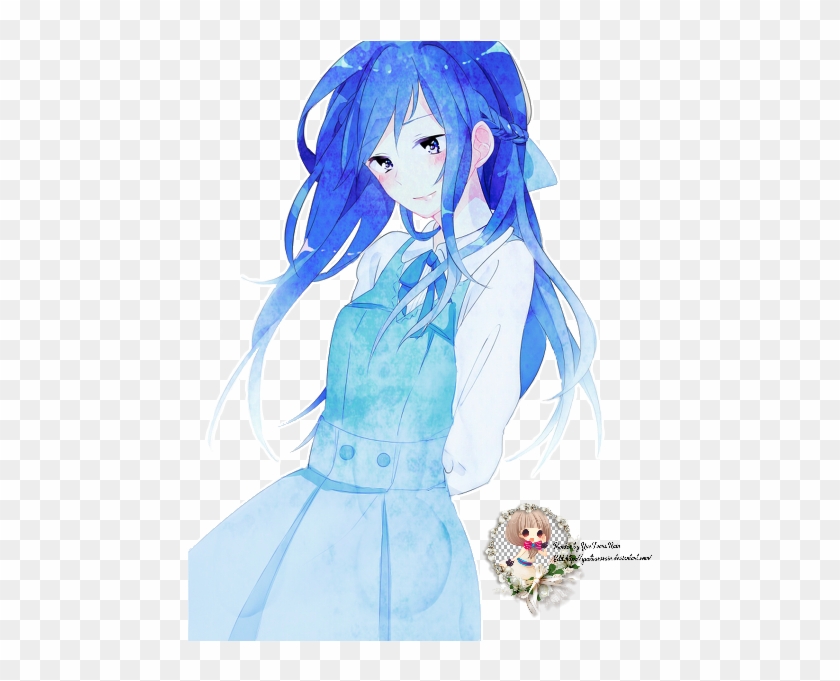 Render Anime Blue - Girl With Blue Light Hair Anime #605178