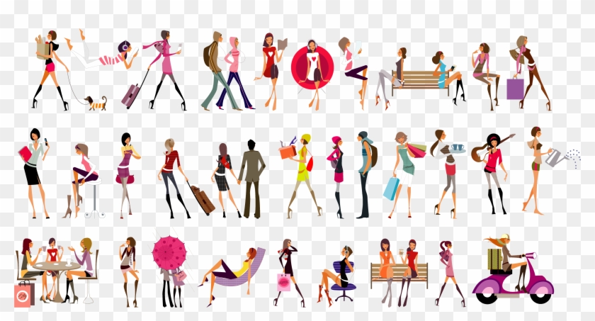 Set Of Glamorous Girls Vector Graphic Vector - Glamour Vector Png #605290