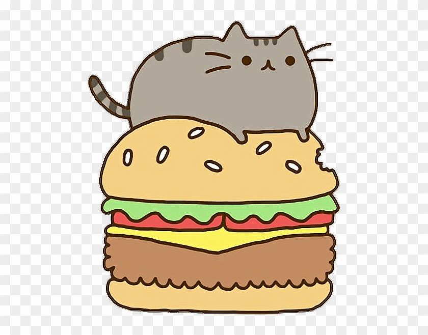 Pusheen Pusheenthecat Hamburgers Hamburgesa Pusheenfore - Pusheen On A Burger #605350