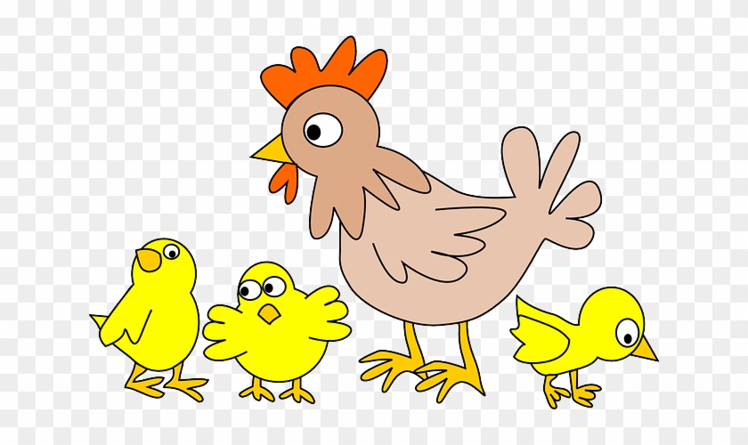 Poultry, Chicken, Animal, Bird, Farm, Hen, Farm Animals - Cartoon Chicken  With Chicks - Free Transparent PNG Clipart Images Download