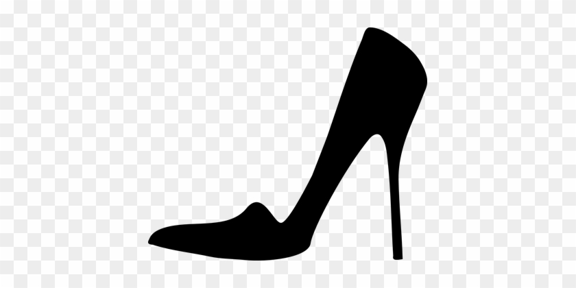 Stiletto Pump Shoe Black Silhouette Female - High Heel Clipart #605774