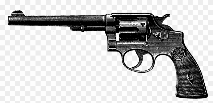 Revolver Gun Antique Illustration Drawing Digital Download - Revolver #606384