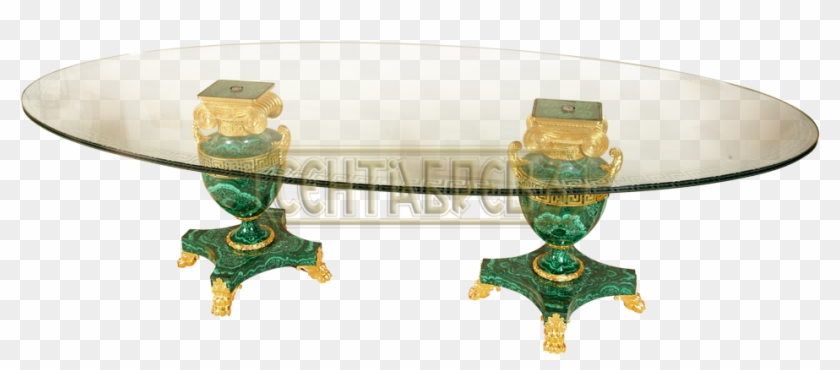 Table Glass, Malachite, Bronze, Gilding - Antique #606642