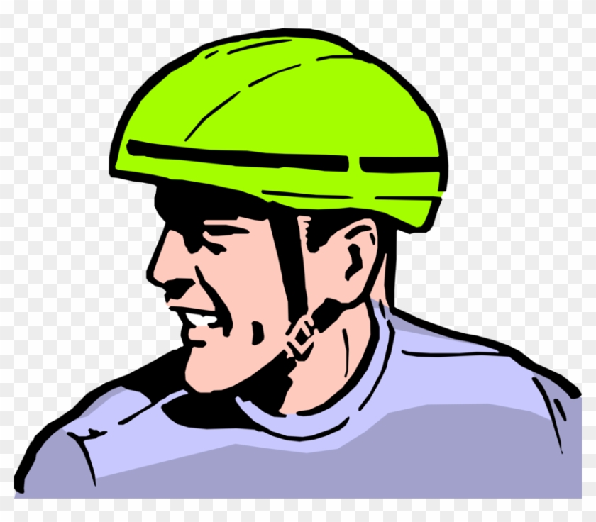 Vector Illustration Of Man Wearing Bicycle Safety Helmet - Snowboarding Clip Art #607296