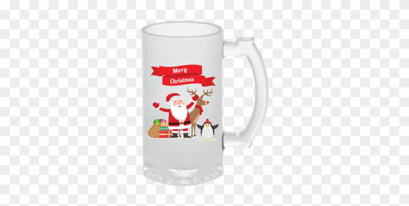 Colorful Merry Christmas Frosted Beer Mug - Mug #607380