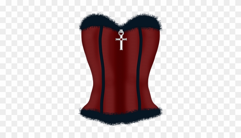 Burgundy & Black Cross Corset - Cross #607398