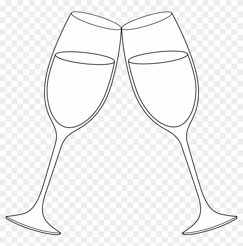 Champagne Clipart Black And White - Wine Glasses Clip Art #608290