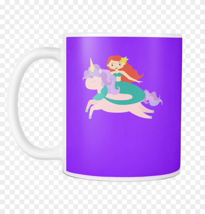 Mermaid Riding Unicorn Mug - Hoodie #608632