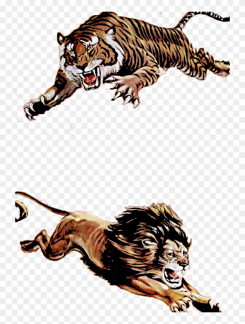 Lion And Tiger Cut-outs - Surviving Jersey By Scott Loring Sanders #608650