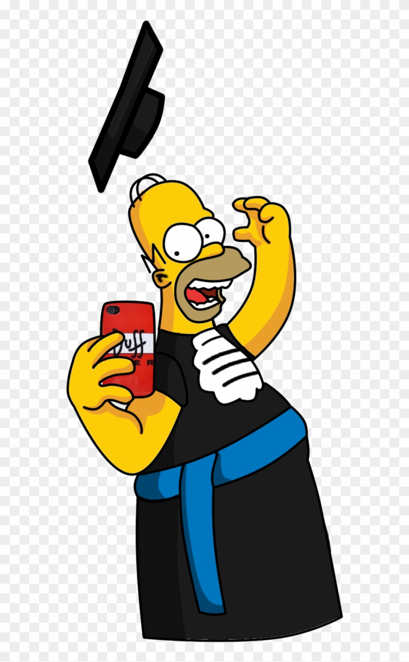 Homer Simpson Graduation Selfie By Tiao-gawain - Graduation Cartoon Transparent #608670