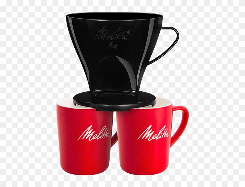 Melitta Set Filtercone Coffee Dripper Black, 2 Porcelain - Melitta Pour Over Bundle 2 Mugs And Black Plastic Filtercone #608724