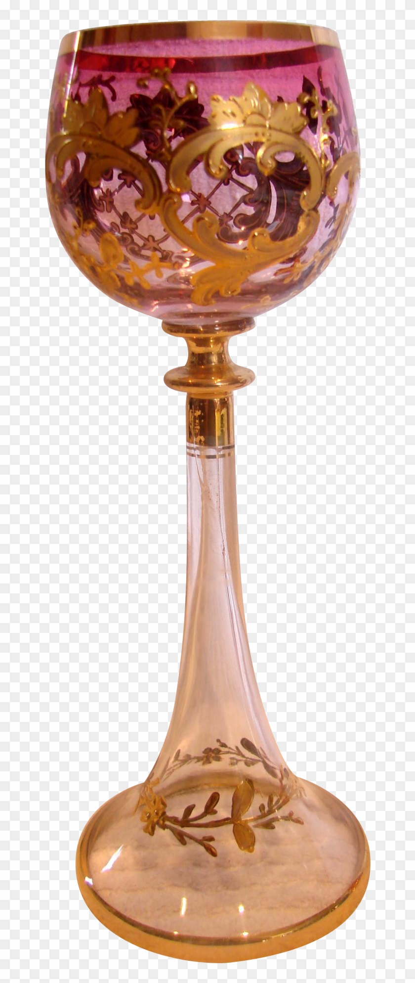 Bohemian Moser Art Glass Wine Goblet 8” Clear Crystal - Bohemian Moser Wine Glass #609180