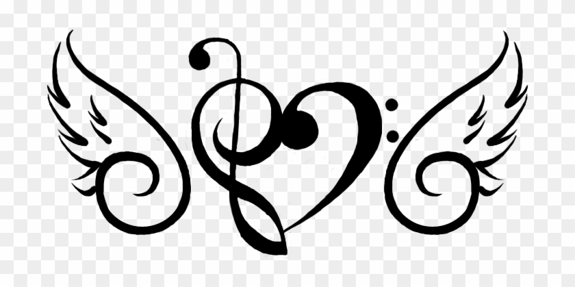 Musical Wings By Fourpartfox - Treble Clef Bass Clef Heart #609440