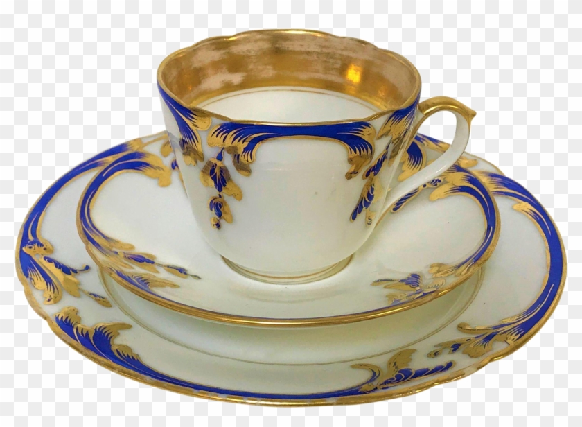 Cobalt Blue & Gold Decorated Old Paris Porcelain Trio - Saucer #609837