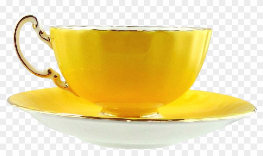 Aynsley Canary Yellow Porcelain Tea Cup And Saucer - Cup #610040