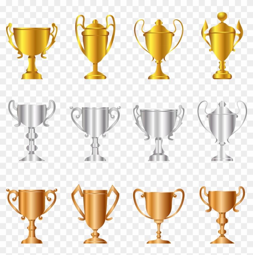 Transparent Gold Silver Bronze Trophies Set Png Clipart - Gold Silver Bronze Transparent Background #610321