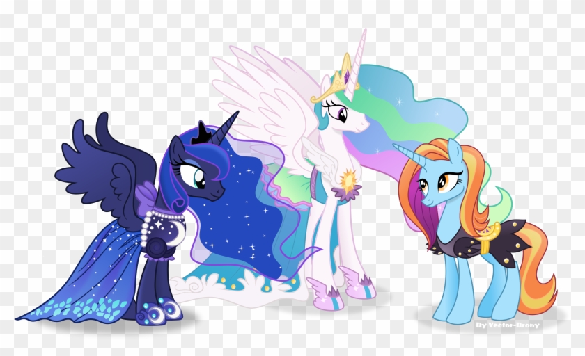 Celestia And Luna In Their New Dresses By Vector Brony - My Little Pony: Friendship Is Magic #610406