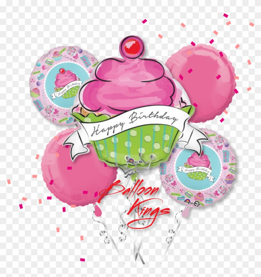 Cupcake Happy Birthday Bouquet - Bouquet Birthday Sweets Balloon Packaged - Mylar Balloons #610495