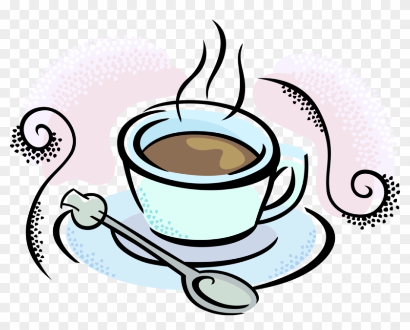 Vector Illustration Of Cup Of Coffee With Stir Spoon - Tasse Kaffee Clipart #610636