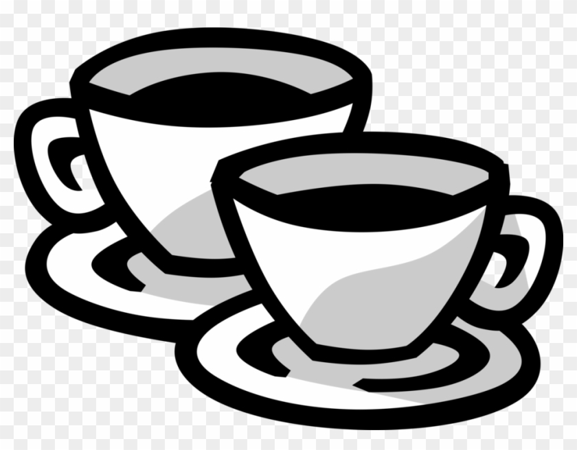 Vector Illustration Of Cups Of Hot Coffee Beverage - Emblem #610653
