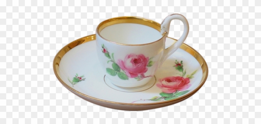 Meissen Demitasse Moka Tea Cup & Saucer "rote Rose - Meissen #610846