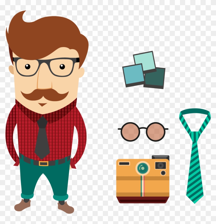 Hipster Fashion Clip Art - Man With Moustache Cartoon #611113