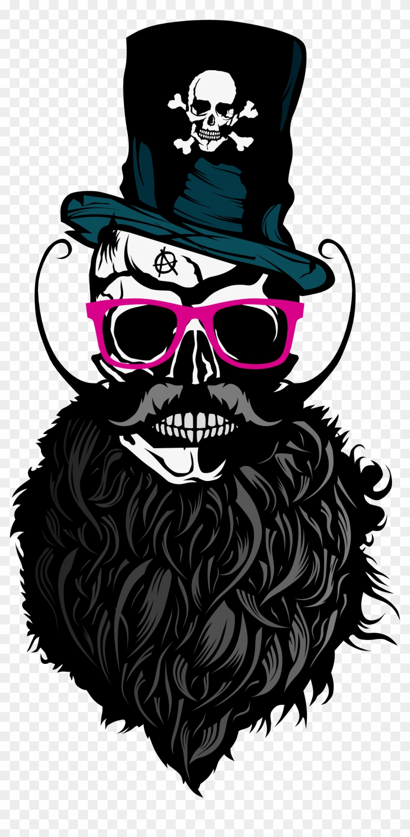 Tee-shirt Tete De Mort Hipster Crane Skull Barbu - Skull #611209