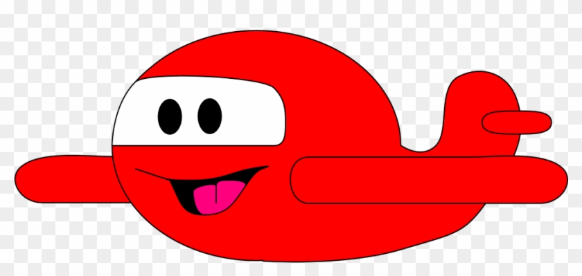 Red Clipart Aeroplane - Plane With A Smiley Face #611326