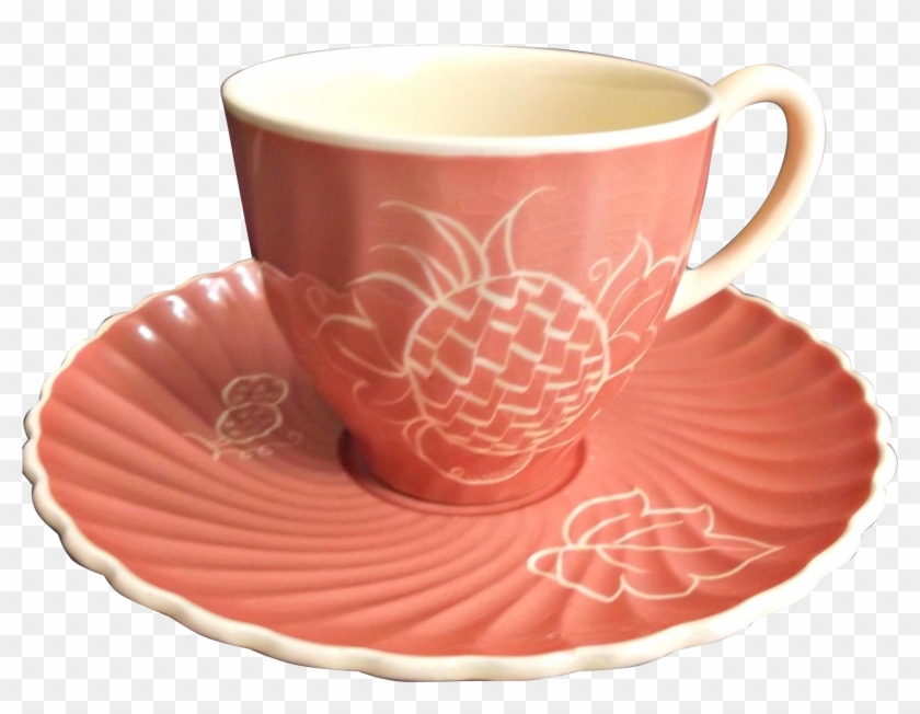 Susie Cooper Vintage Cup Saucer White Fruit On Peach - Saucer #611434