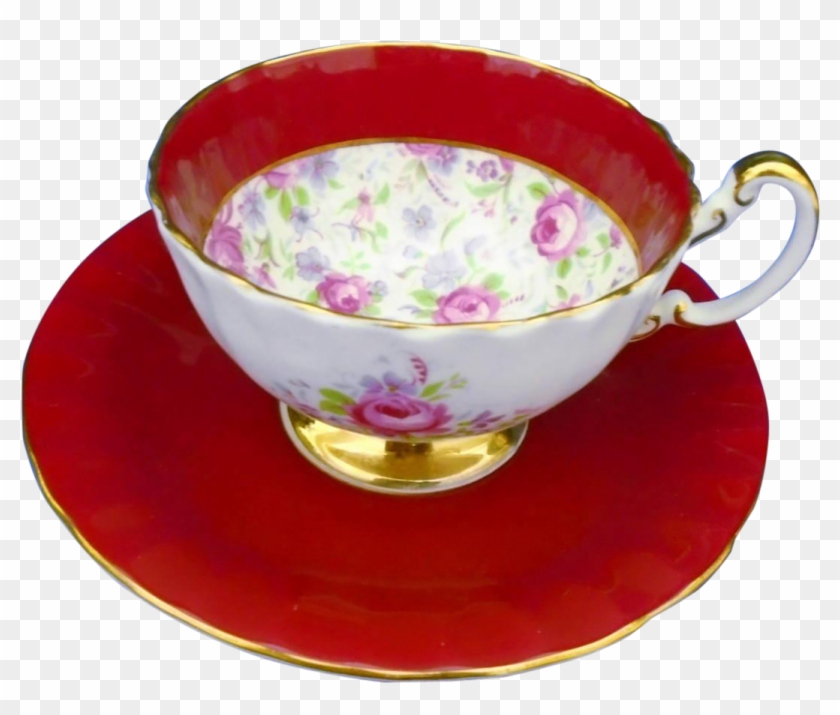 Aynsley Pink Briar Rose Chintz Tea Cup And Saucer, - Saucer #611444