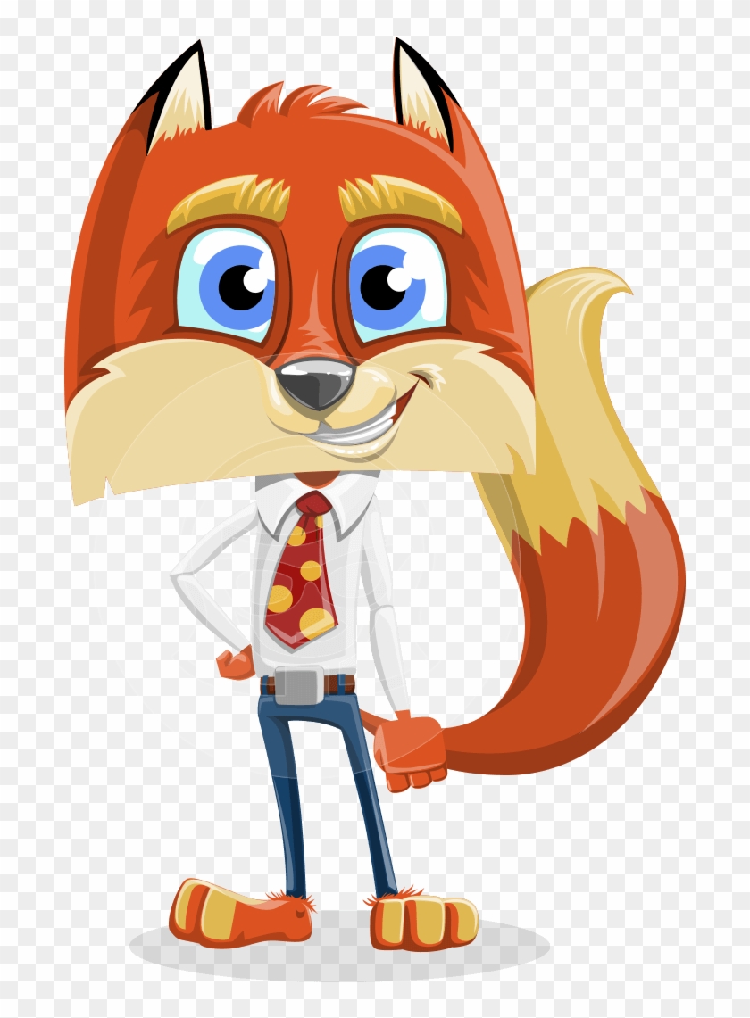Small Business Fox Character With A Tie, White Shirt - Fox Man Cartoon #611703