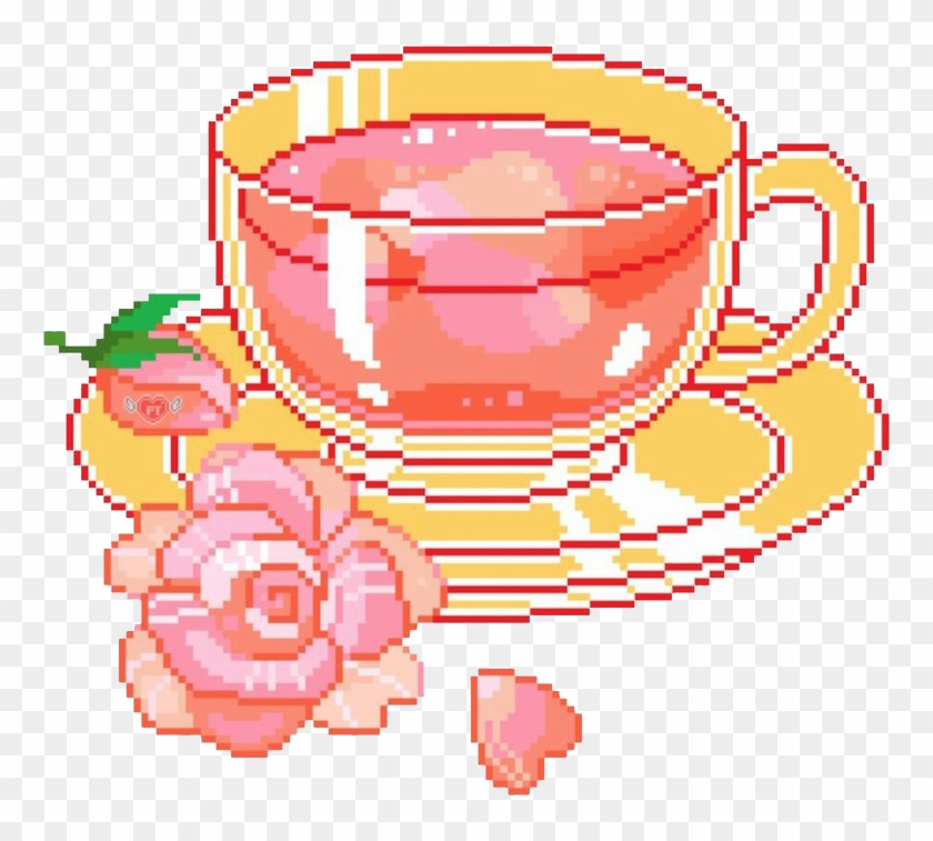 Teacup Pixel Art - Transparent Pixel Tea Cup #612086