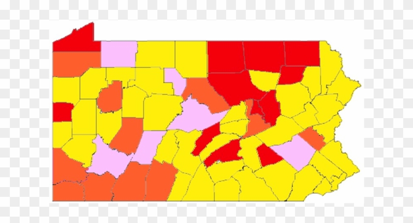 Map Of Pennsylvania Counties Coloured To Show Risk - Atlas #612281