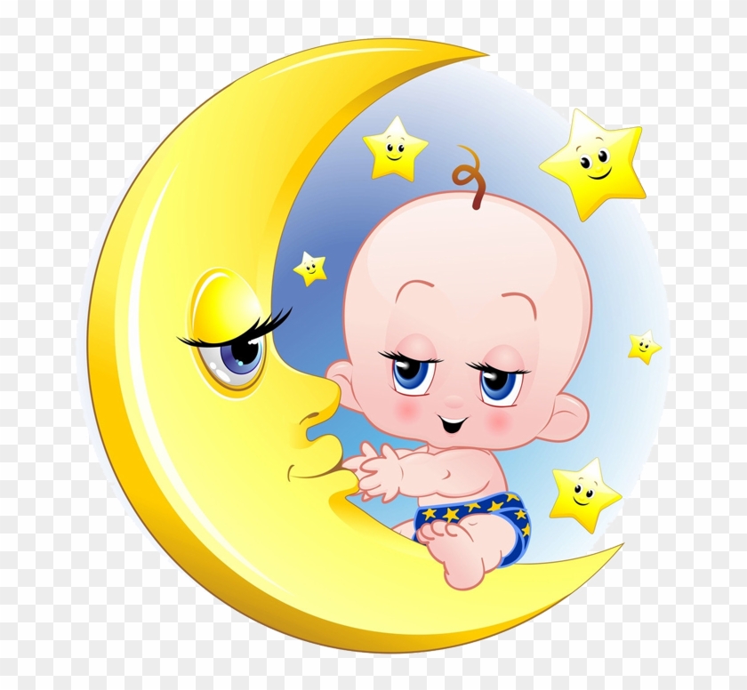 Infant Child Moon Cartoon - Baby In A Moon Cartoon - Free Transparent PNG  Clipart Images Download