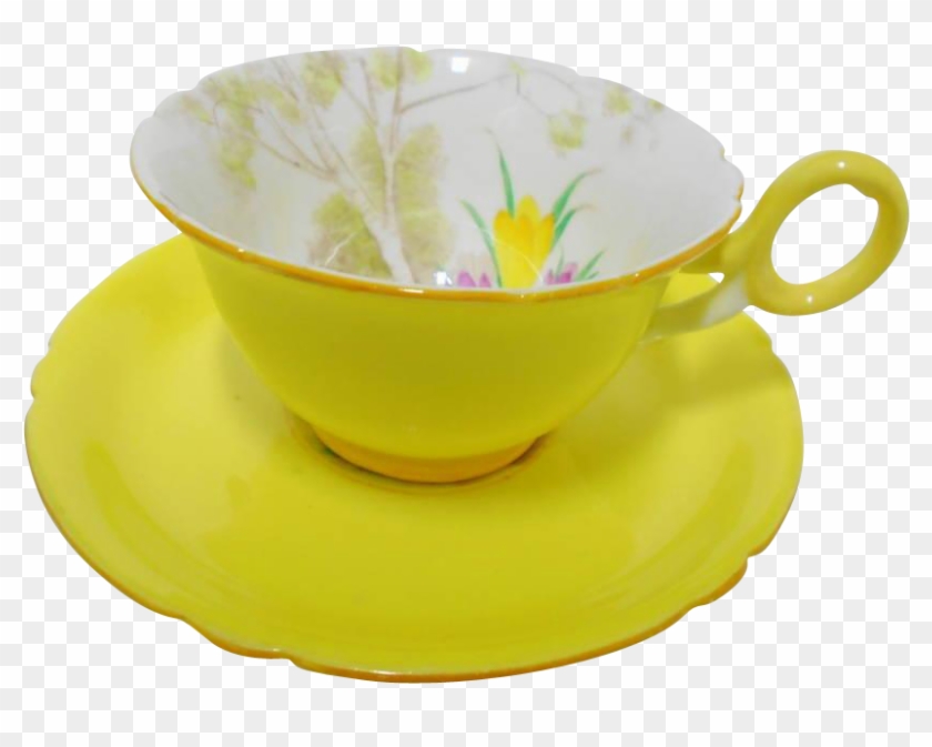 Pastel Pink Yellow Blue Crocus Art Deco Style Chester - Saucer #612354