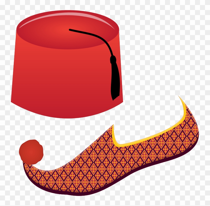 Fez And Turkish Shoe Vector Illustration - Fez Hat Clip Art #612543