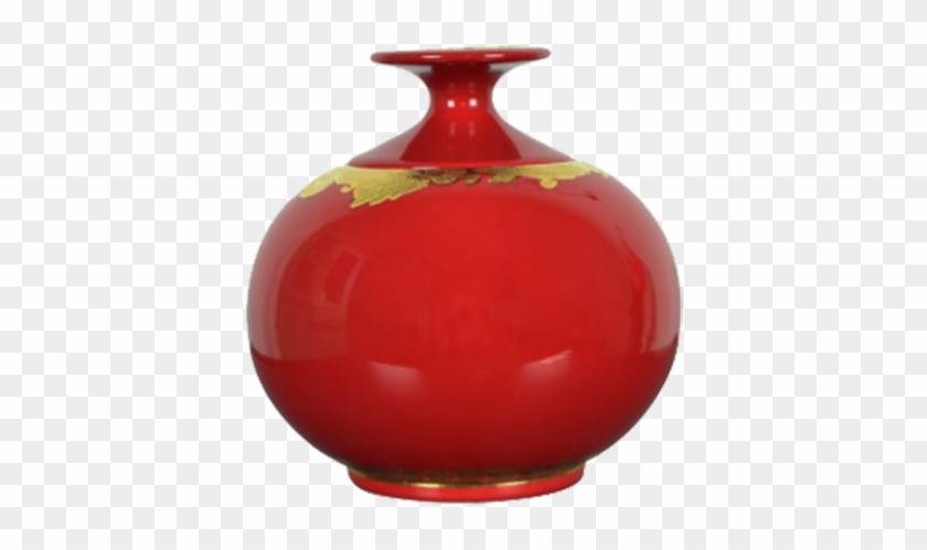 红釉描金茶叶罐 - Vase #612754