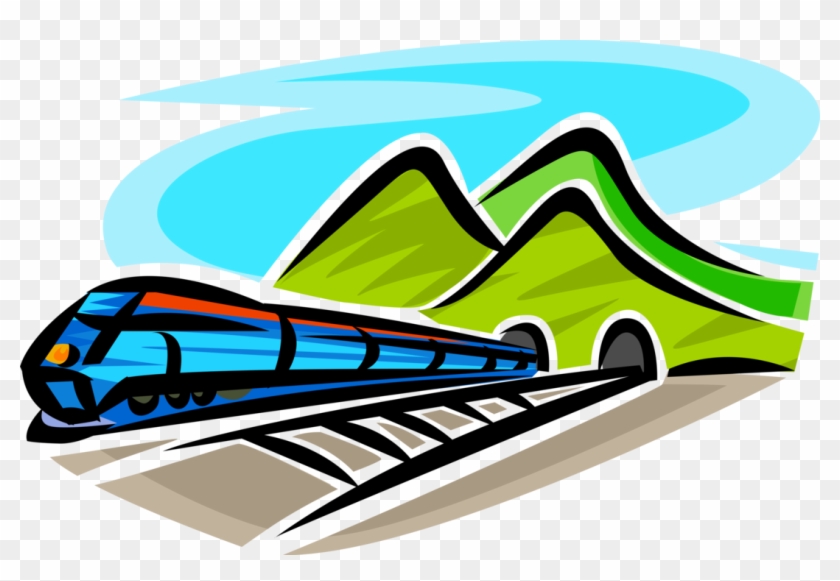 Vector Illustration Of Railroad Rail Transport Speeding - Rail Transport #613147