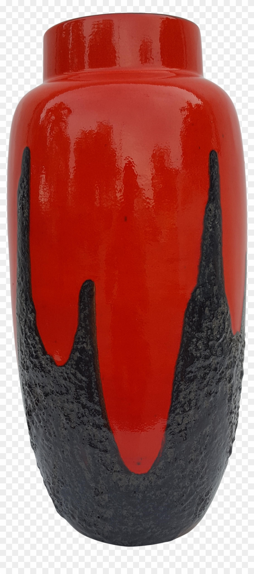 West Germany Red Colorful Lava Texture Decorative Ceramic - Vase #613467