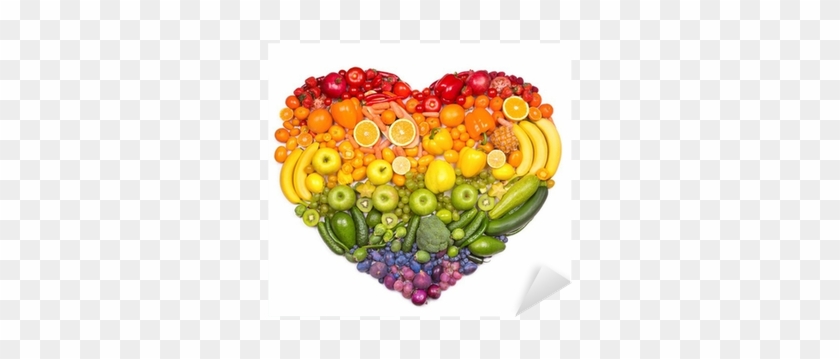 Rainbow Heart Of Fruits And Vegetables Sticker • Pixers - Fruits And Vegetables Heart #613480
