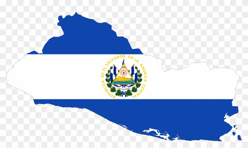 El Salvador Flag Map Clipart - El Salvador Country Flag #614051