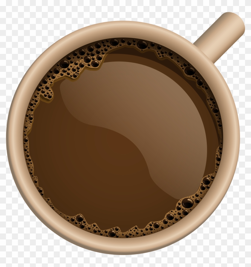 Perfect Coffee Mug With Top View Cup And Beans On Wooden - Coffee Cup Png Top #614482