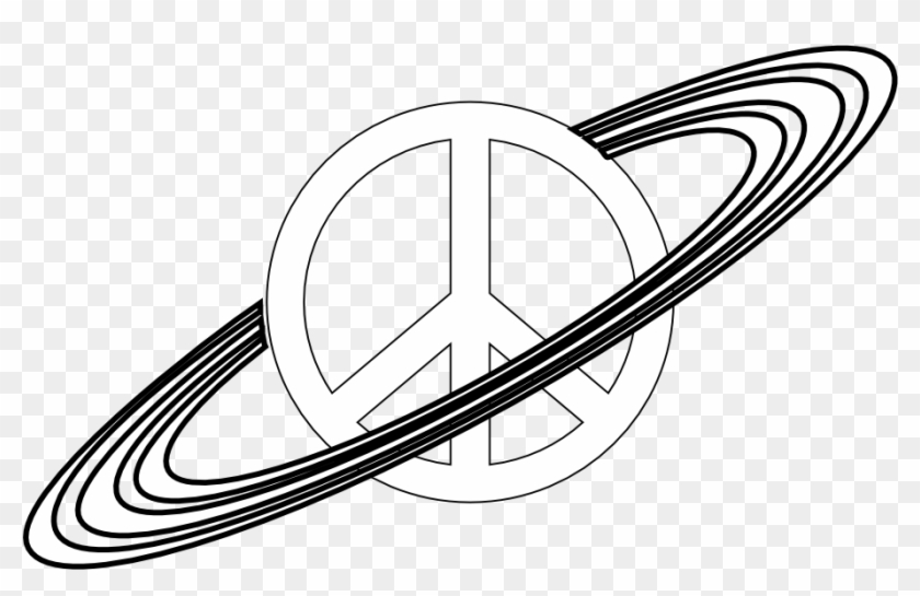 Peace Sign Clip Art Black - Planet Cartoon Black And White #614810
