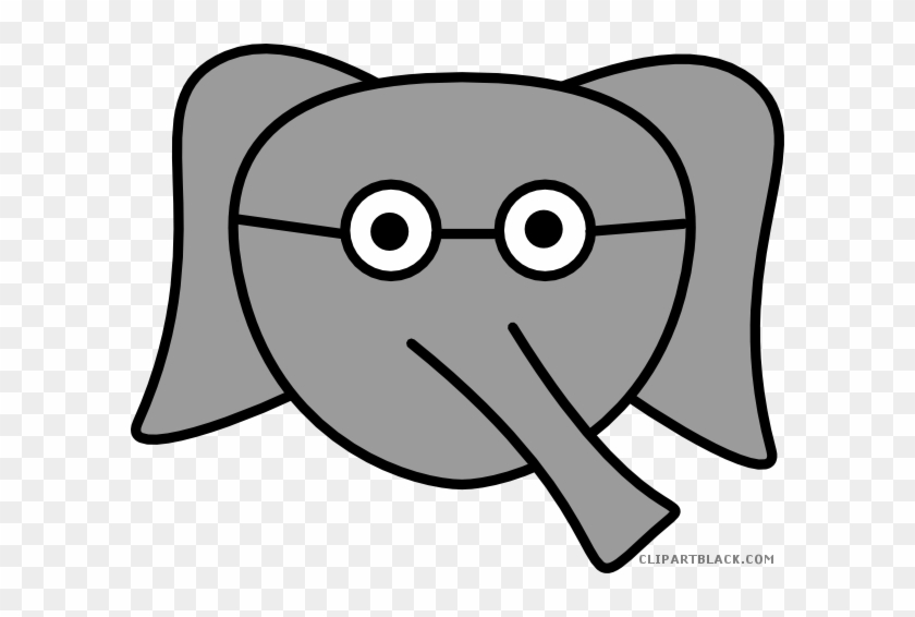 Elephant Face Animal Free Black White Clipart Images - Cartoon Elephant With Glasses #615030