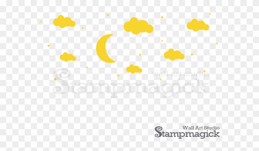 Moon & Clouds Night Wall Decal For Nursery, K215 Stampmagick - Illustration #615557