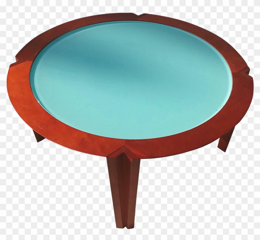 Modern Brayton International Turquoise Glass Top Round - Coffee Table #616024