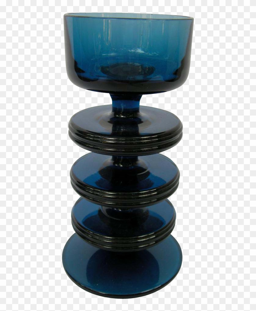 Wedgwood "sheringham" Three Disk Blue Glass Candle - Wedgwood Glass Candle Holder #616234